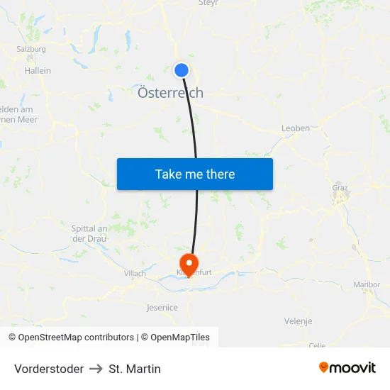 Vorderstoder to St. Martin map