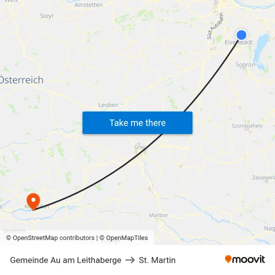 Gemeinde Au am Leithaberge to St. Martin map