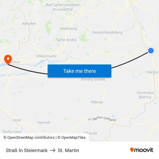 Straß In Steiermark to St. Martin map