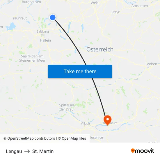 Lengau to St. Martin map