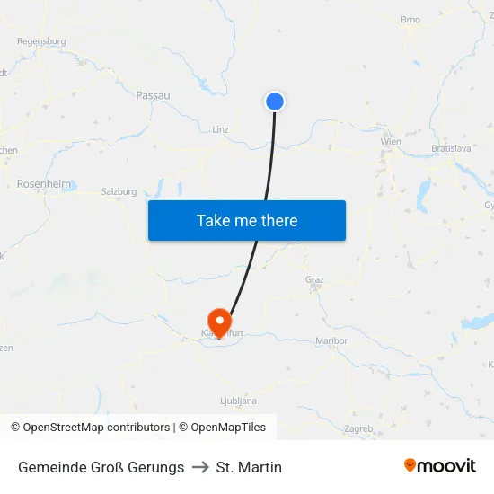 Gemeinde Groß Gerungs to St. Martin map