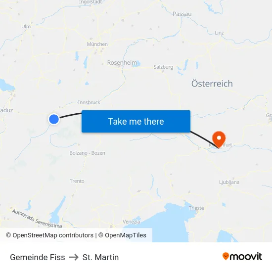 Gemeinde Fiss to St. Martin map