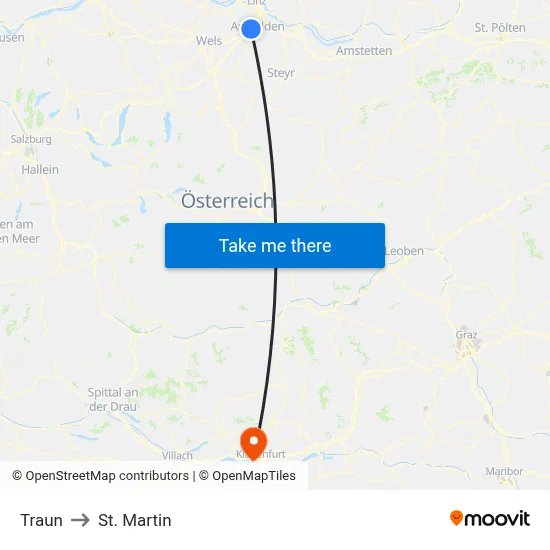 Traun to St. Martin map
