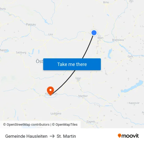 Gemeinde Hausleiten to St. Martin map