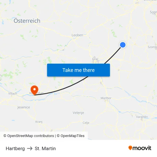 Hartberg to St. Martin map
