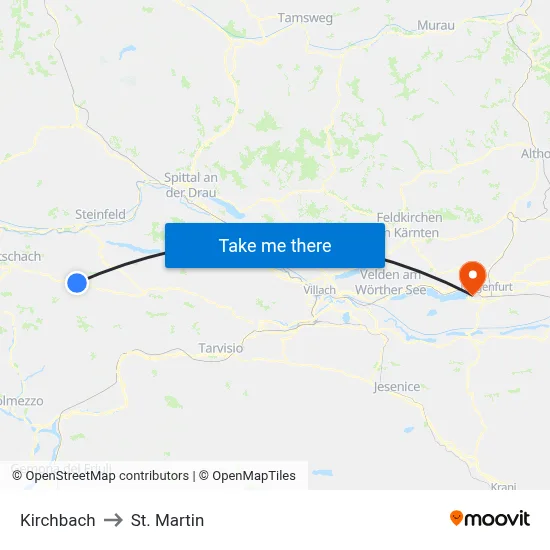 Kirchbach to St. Martin map