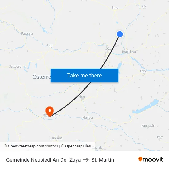 Gemeinde Neusiedl An Der Zaya to St. Martin map