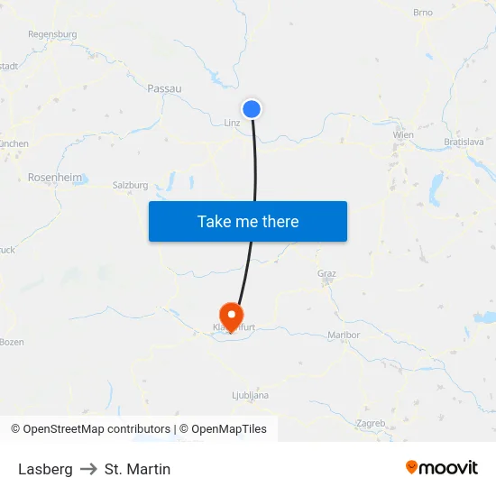 Lasberg to St. Martin map