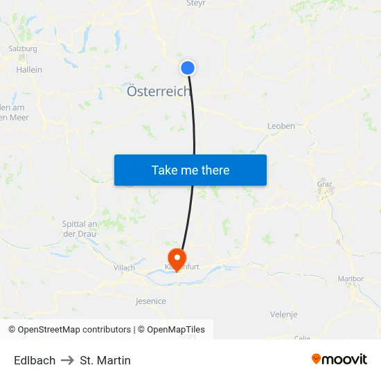 Edlbach to St. Martin map