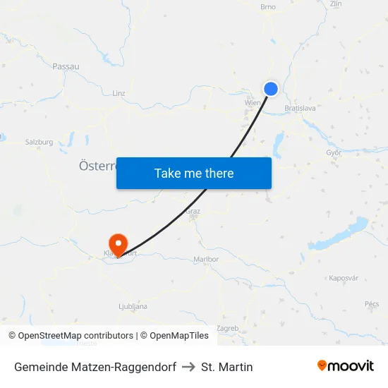 Gemeinde Matzen-Raggendorf to St. Martin map