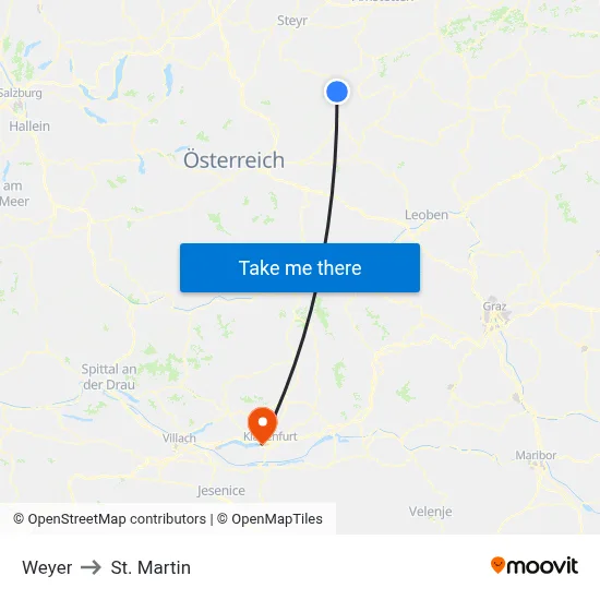 Weyer to St. Martin map