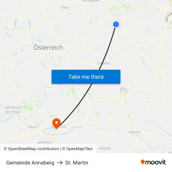 Gemeinde Annaberg to St. Martin map