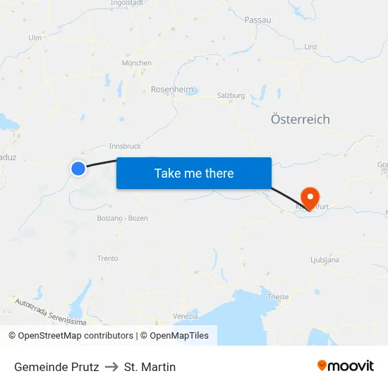Gemeinde Prutz to St. Martin map