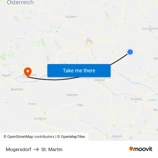 Mogersdorf to St. Martin map
