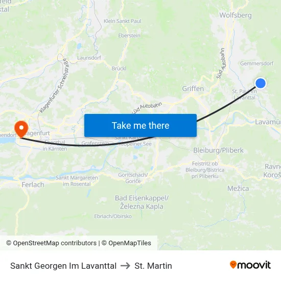 Sankt Georgen Im Lavanttal to St. Martin map