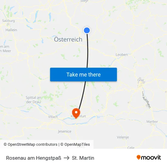 Rosenau am Hengstpaß to St. Martin map