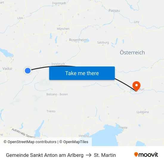 Gemeinde Sankt Anton am Arlberg to St. Martin map