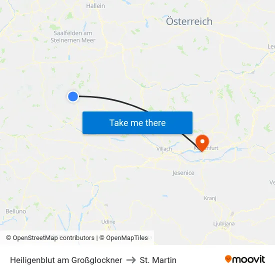 Heiligenblut am Großglockner to St. Martin map