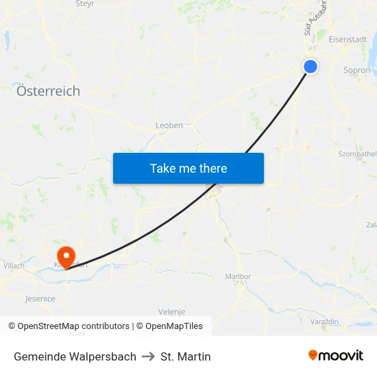 Gemeinde Walpersbach to St. Martin map