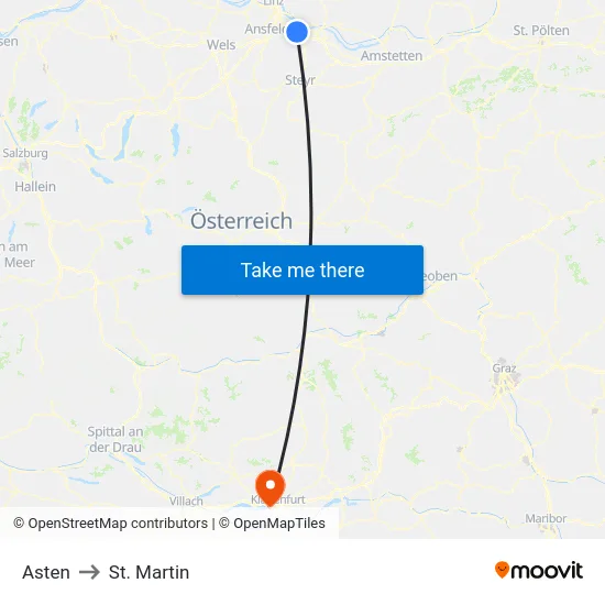 Asten to St. Martin map