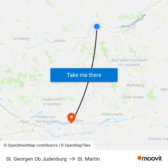 St. Georgen Ob Judenburg to St. Martin map
