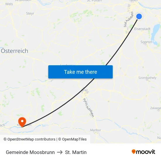 Gemeinde Moosbrunn to St. Martin map