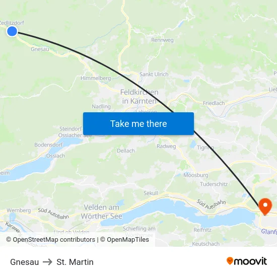 Gnesau to St. Martin map