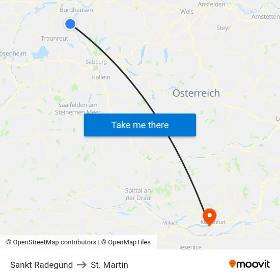 Sankt Radegund to St. Martin map
