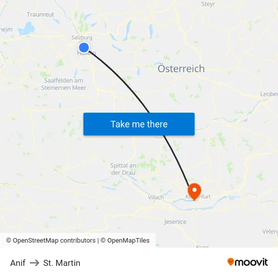 Anif to St. Martin map