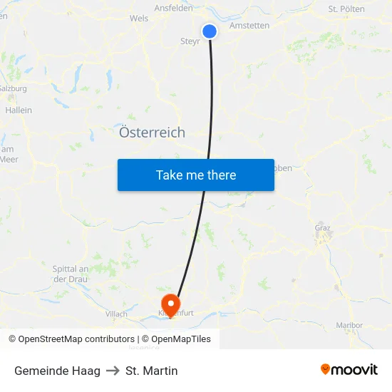 Gemeinde Haag to St. Martin map