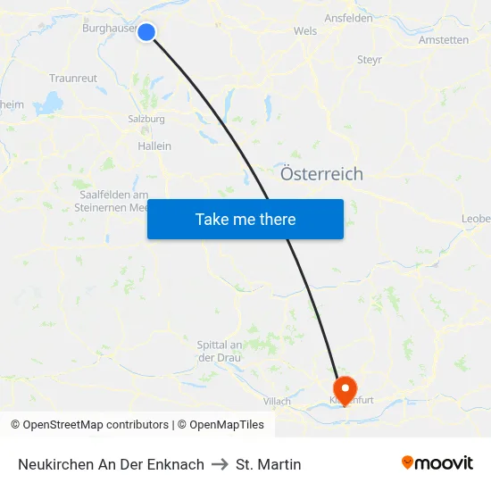 Neukirchen An Der Enknach to St. Martin map