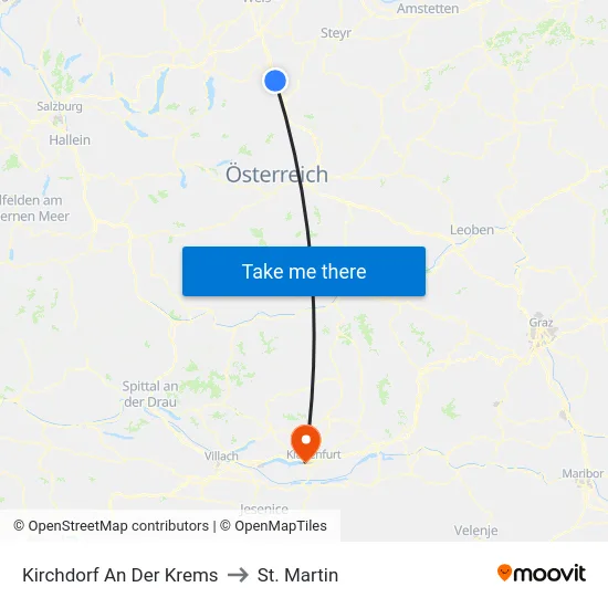 Kirchdorf An Der Krems to St. Martin map
