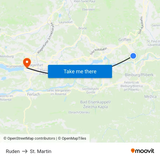 Ruden to St. Martin map