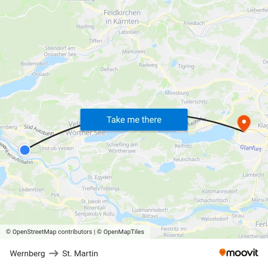 Wernberg to St. Martin map