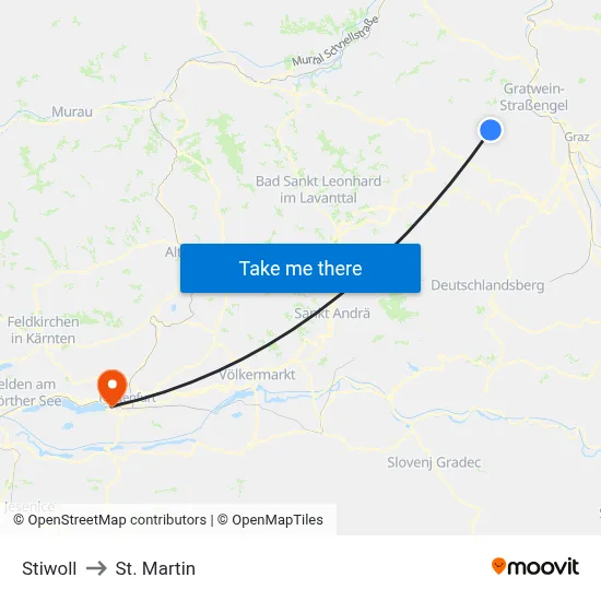 Stiwoll to St. Martin map