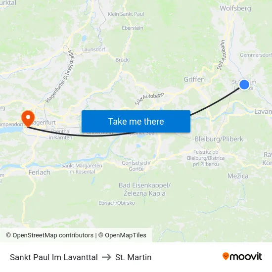 Sankt Paul Im Lavanttal to St. Martin map