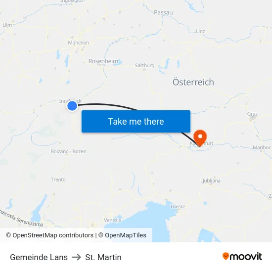 Gemeinde Lans to St. Martin map