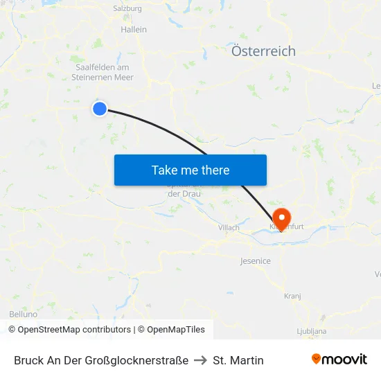 Bruck An Der Großglocknerstraße to St. Martin map