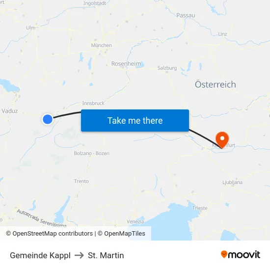 Gemeinde Kappl to St. Martin map