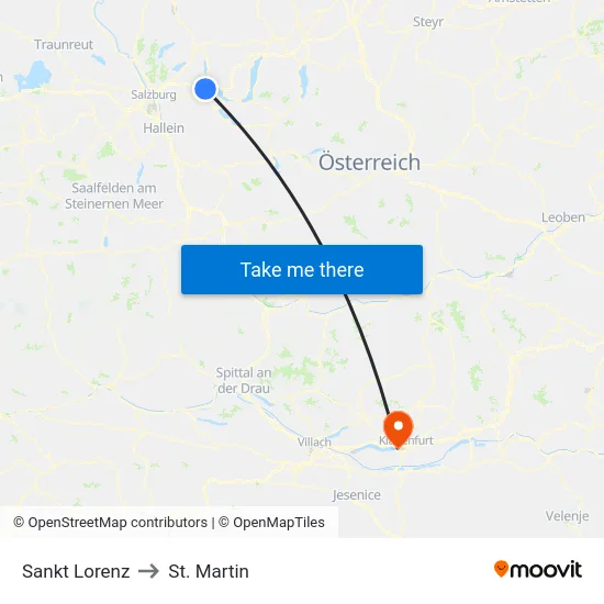 Sankt Lorenz to St. Martin map