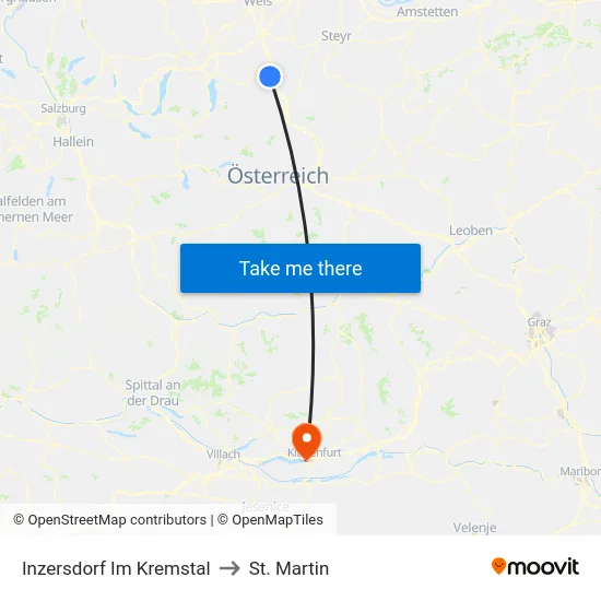 Inzersdorf Im Kremstal to St. Martin map