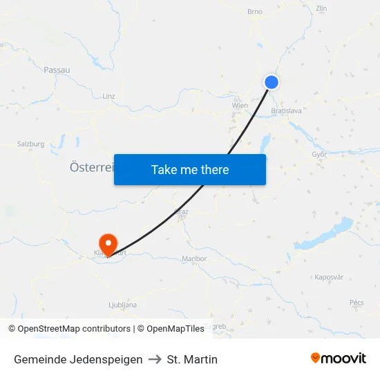 Gemeinde Jedenspeigen to St. Martin map