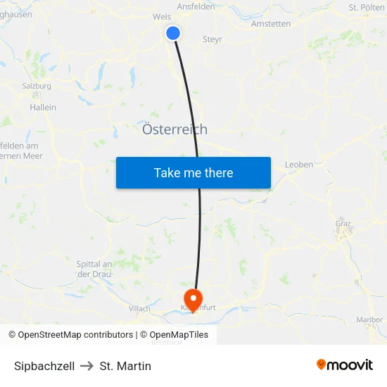 Sipbachzell to St. Martin map
