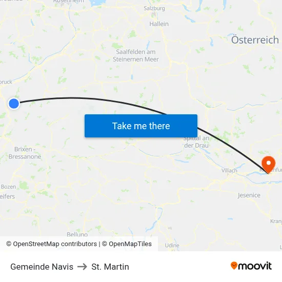 Gemeinde Navis to St. Martin map