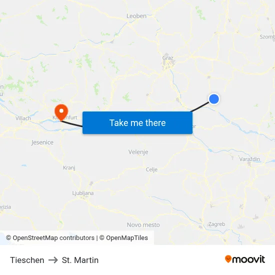 Tieschen to St. Martin map