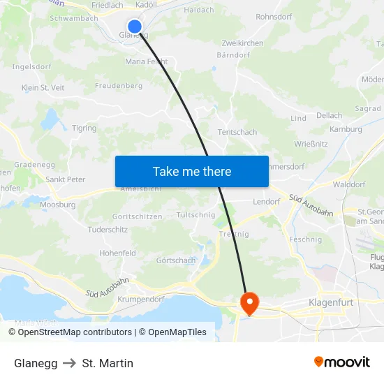 Glanegg to St. Martin map