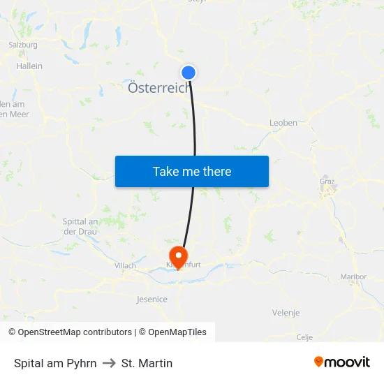 Spital am Pyhrn to St. Martin map