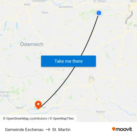 Gemeinde Eschenau to St. Martin map