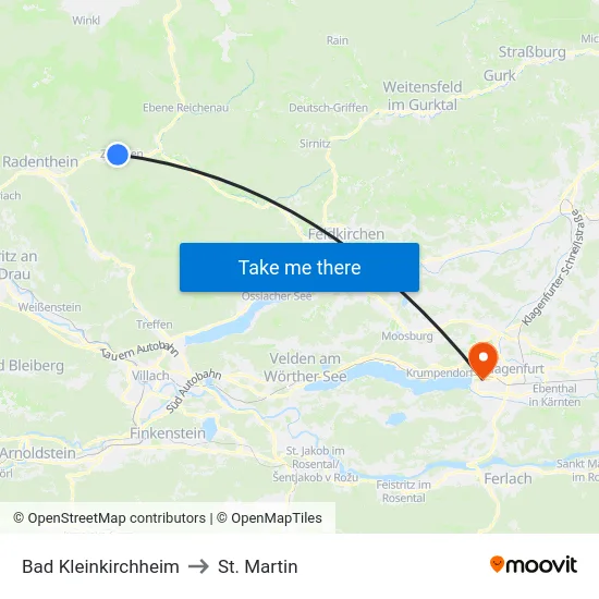Bad Kleinkirchheim to St. Martin map