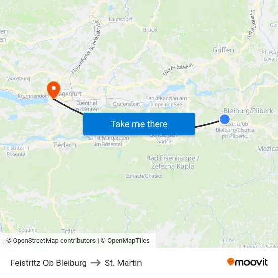 Feistritz Ob Bleiburg to St. Martin map